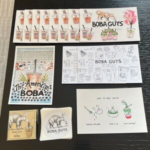 Bundle Boba Guys Pin + Boba Guys postcards and stickers (BBP Brown)